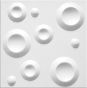 Stropné panely 3D XPS 0008, rozmer 50 cm x 50 cm, CIRCLES biely, IMPOL TRADE