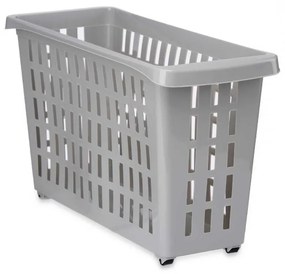 Úložný box, s kolieskami, atypicky úzky, sivý, Agnes, 20l, 46x18x26