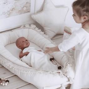 Boho vankúš hviezda s bublinkami vanilka 50 cm