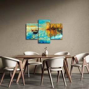 Obraz - Jazero s loďkami (90x60 cm)