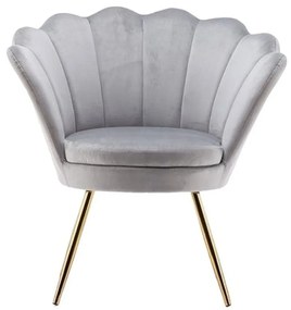 LuxuryForm DESIGN Kreslo FREY VELUR so zlatými nohami - svetlo šedé