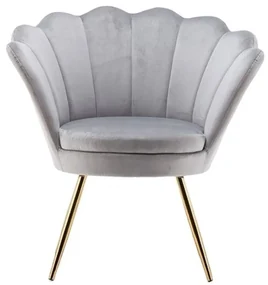 LuxuryForm DESIGN Kreslo FREY VELUR so zlatými nohami - svetlo šedé