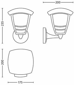 Philips 15380/31/16 - Vonkajšie nástenné svietidlo MYGARDEN CREEK E27/60W/230V
