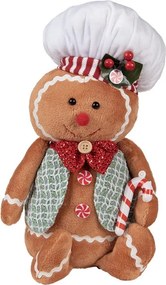 Hnedá vianočná plyšová dekorácia Perníček Gingerbread - 19*14*35 cm
