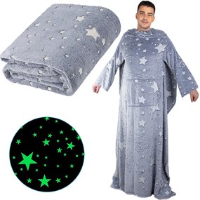 VERK Svietiaca deka s rukávmi - sivá