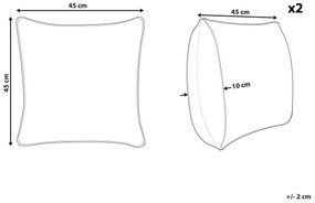 Sada 2 zamatových vankúšov so vzorom 45 x 45 cm tmavozelená MONSTERA Beliani