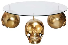 Dizajnový konferenčný stolík SKULL XXL 90 cm, zlatý