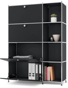 Kovová skrinka »CN3« so 4 výklopnými priečinkami, čierna