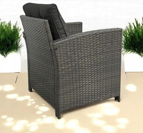 Set dvoch záhradných kresiel z technoratanu SFS020-SC - sivé + sivé vankúše