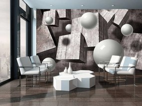 Fototapeta - 3D šedé geometrické obrazy (254x184 cm)