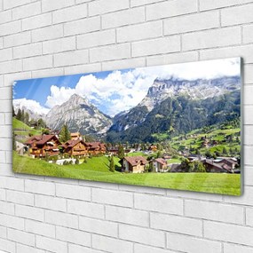 Obraz na akrylátovom skle Domy hora krajina 125x50 cm