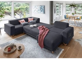 Antracitová rozkladacia/s úložným priestorom rohová pohovka (ľavý roh/do tvaru "U") Classy Sophie – Miuform