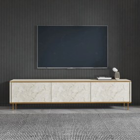 TV stolík/skrinka Iris (travertín + zlatá). Akcia -18%. Vlastná spoľahlivá doprava až k Vám domov. 1121631