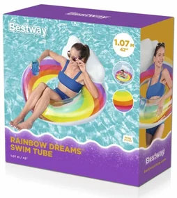 Nafukovacie koleso Bestway 43647 s operadlom, dúha 107 cm