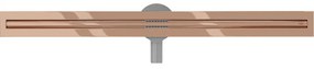 Mexen Flat nerezový sprchový žľab s rotačným 360° sifónom 100 cm, vzor SLIM, ružovo-zlatá, 1641100