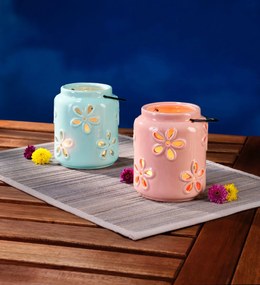 Dekoračný lampáš Fleur, ružová