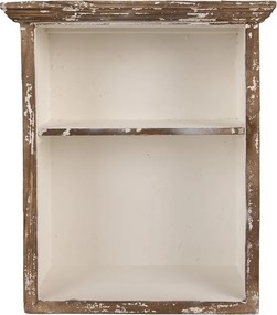 Bielo - hnedá antik nástenná drevená polička Camille - 36*15*43 cm