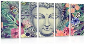 5-dielny obraz Budha na exotickom pozadí