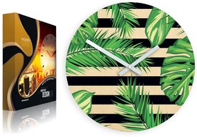 Nástenné hodiny Tropical čierno-zelené