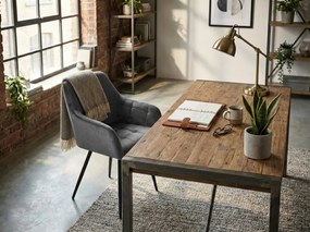 Sivé jedálenské kreslo LOREN VELVET s čiernymi nohami