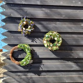 DECOLED Veľkonočný veniec, 25 x 25 x 8 cm, zelený veniec, fialové kvety