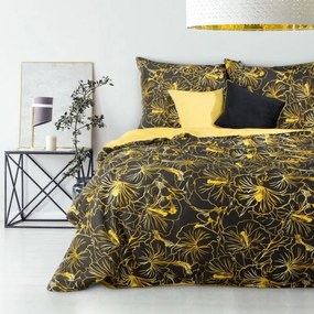 Bavlnené posteľné obliečky so žltým kvetinovým motívom 3 časti: 1ks 200x220 + 2ks 70 cmx80