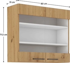 Horná kuchynská skrinka Meriel 80 GS-72 2F (dub artisan). Vlastná spoľahlivá doprava až k Vám domov. 1033982