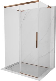 Mexen Rox-3SL, 3-stenný posuvný sprchový kút 155 x 85 cm, 8mm číre sklo, ružové zlato profil, 8C2L-155-085-60-00-3S