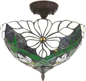 Krémovo-zelené stropné svietidlo Tiffany Malion - Ø 36*31 cm E27/max 2*40W