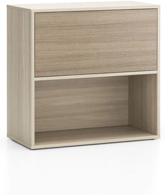 PLAN Kancelársky policový regál LAYERS, krátky, 1 box, 800 x 400 x 777, dub prírodný / dub morený