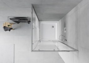 Mexen Rio štvorcová sprchová kabína 70 x 70 cm, biele pásy, chróm + sprchová vanička, biela - 860-070-070-01-20-4510