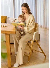 Lionelo - Detská jedálenská stolička 3v1 CELIA Biela / prírodné drevo