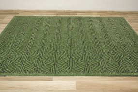 Koberec Teno F0336 fľaškovo zelený, geometrický / trojuholníky