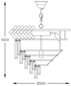 Zuma Line 23910/9 - Luster na reťazi LYON 9xE14/40W/230V zlatá