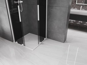 Mexen Velar Duo, sprchový kút s posuvnými dverami 80 x 80 cm, 8mm šedé sklo, biela matná, 871-080-080-42-20