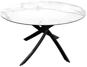 Okrúhly jedálenský stôl ALPINE 120 cm, biely, keramický, mramorový vzhľad