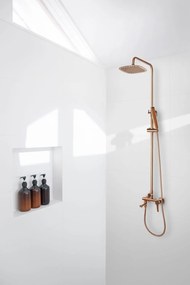 Invena Trend, sprchová batéria so sprchovým stĺpom s hornou a ručnou hlavicou, medená matná, INV-AU-05-B14-V