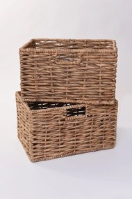 Sada 2 policových boxov KIRA, vodný hyacint, výška 20 cm, natur