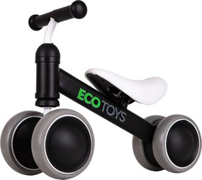 ECOTOYS mini odrážadlo pre deti 18–36 mesiacov, bežecké, čierne, ľahké 2,2 kg