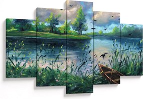 Obraz - Olejomaľba, Letný podvečer pri jazere (150x105 cm)