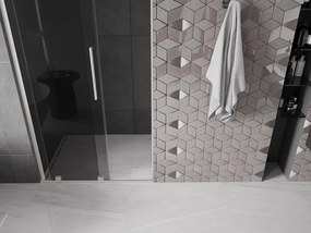 Mexen Velar L, posuvné sprchové dvere do otvoru 110 cm, 8mm šedé sklo, brúsená oceľ, 871-110-003-41-97