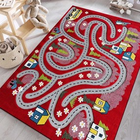 Senzorický detský koberec červený Šírka: 200 cm | Dĺžka: 290 cm