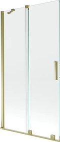 Mexen Velar, 2-krídlová posuvná vaňová zástena 100 x 150 cm, 8mm číre sklo, zlatý lesklý profil, 896-100-000-01-50