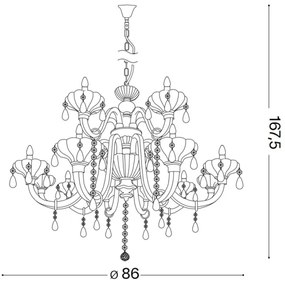 Ideal Lux - Krištáľový luster na reťazi CONTINENTAL 12xE14/40W/230V pr. 86cm číra