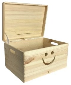 ČistéDrevo Drevený box s úsmevom 40 x 30 x 23 cm a viekom