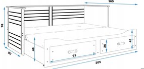 Interbeds Hermes Skladacia detská posteľ 80x160 grafitová (po rozložení 160x200cm)