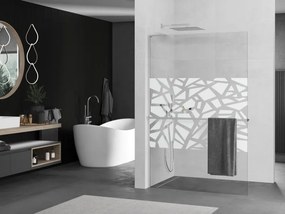 Mexen Kioto+ L, sprchová zástena Walk-In s poličkou a vešiakom 100 x 200 cm, 8mm číre sklo biely vzor, chrómový profil, 800-100-123-01-85