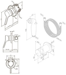 Batéria s hygienickou sprchou AM.PM X-Joy S F40HXB00 chróm