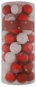 DECOLED Plastové ozdoby, 6 cm, 50 ks, červené a biele
