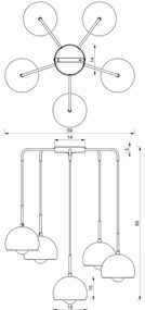 Luster na lanku COOL 5xE27/60W/230V